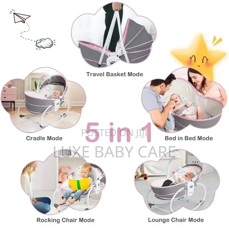 5 In 1 Multi-functional Baby Crib Cradle Portable Baby Bed