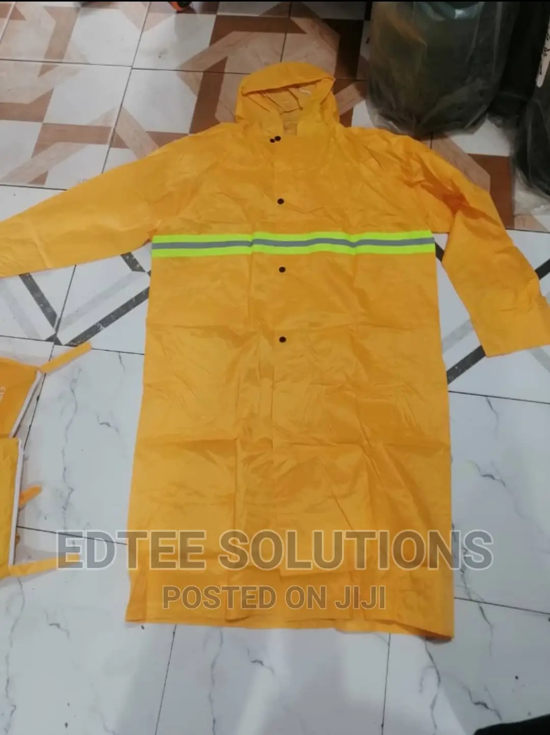 Blue, Green & Yellow Pvc Raincoat With Reflector