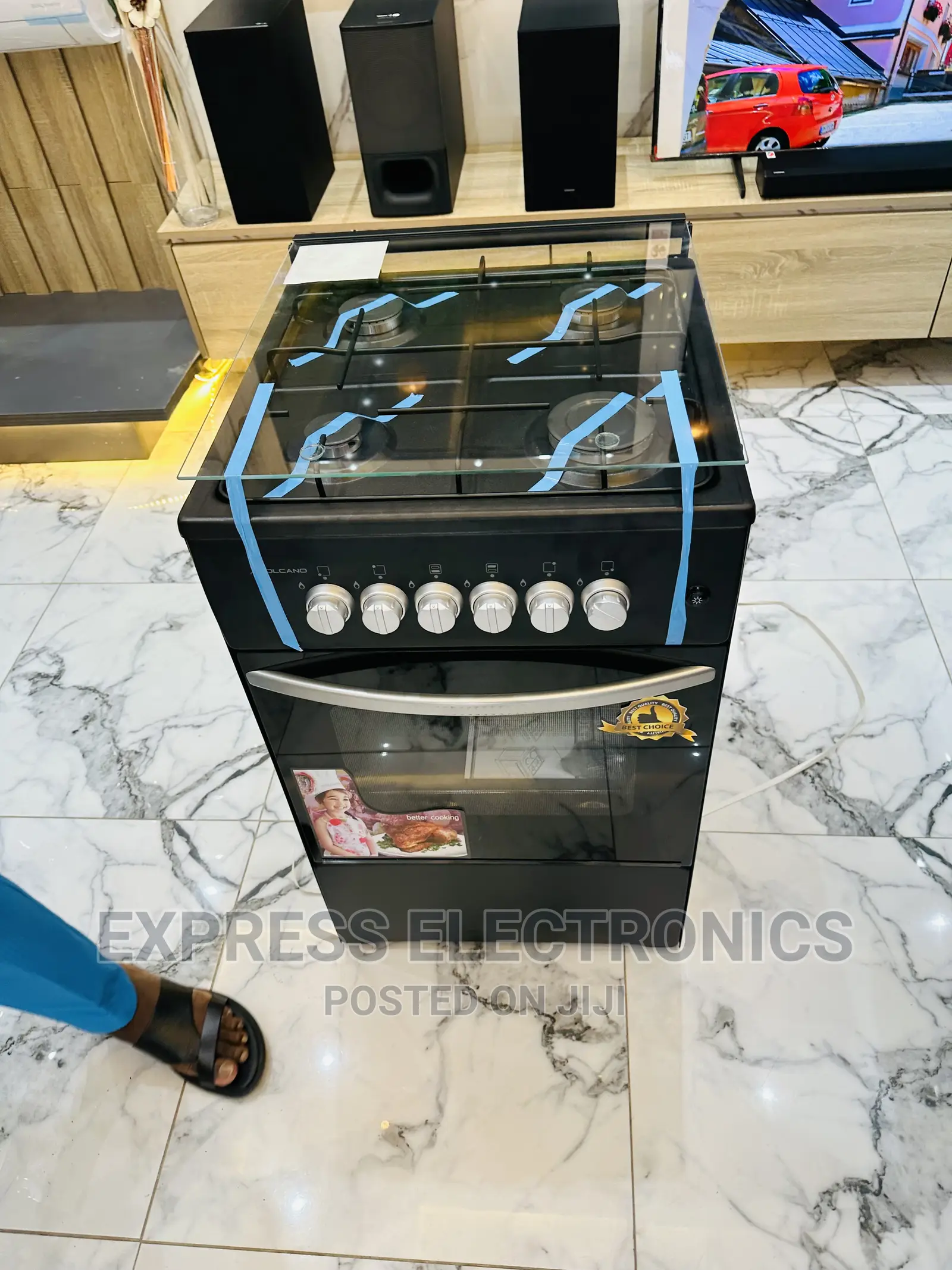 Black Shining Gas Cooker Oven 4burner 50/50