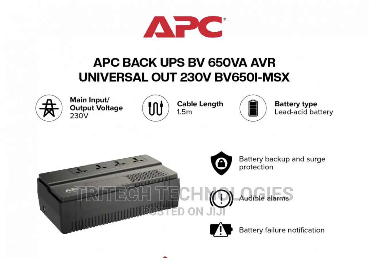 APC Easy UPS Bv 650va, Avr, Universal Outlet, 230V