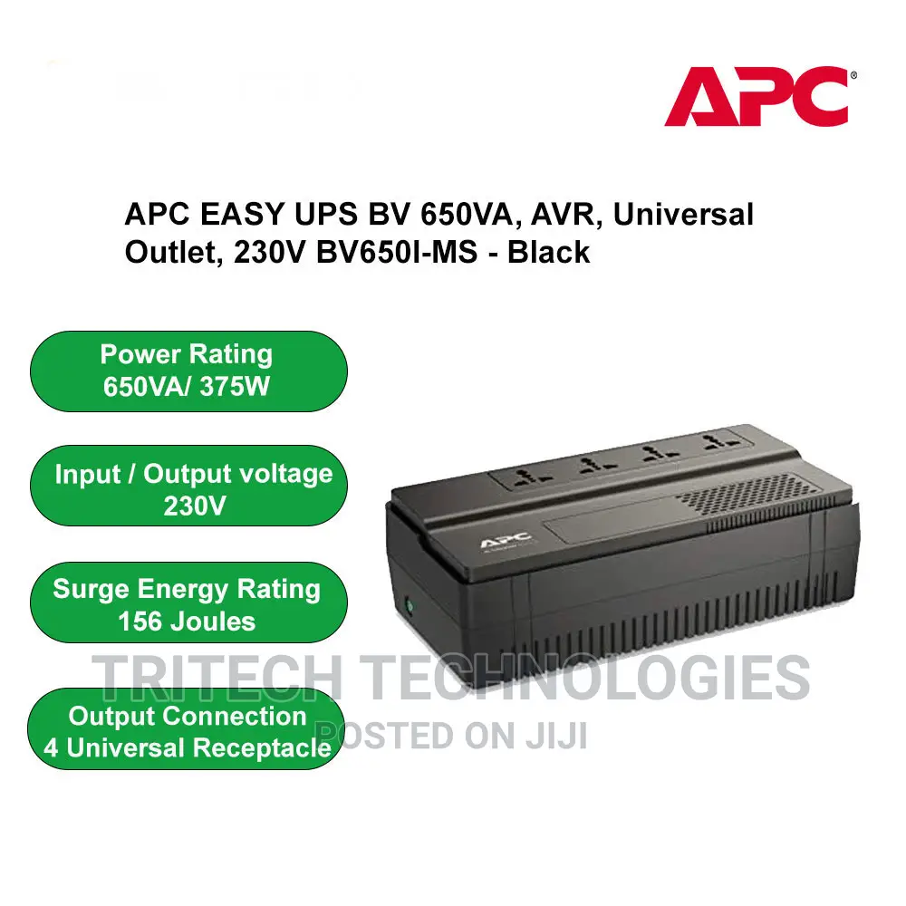 APC Easy UPS Bv 650va, Avr, Universal Outlet, 230V
