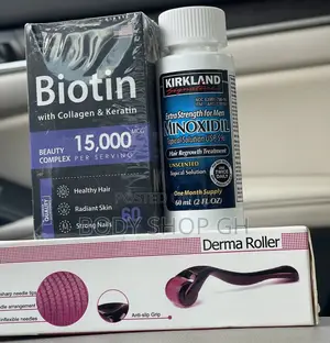 Hairloss Treatment Pack - Kirkland Minoxidil +Biotin +Roller