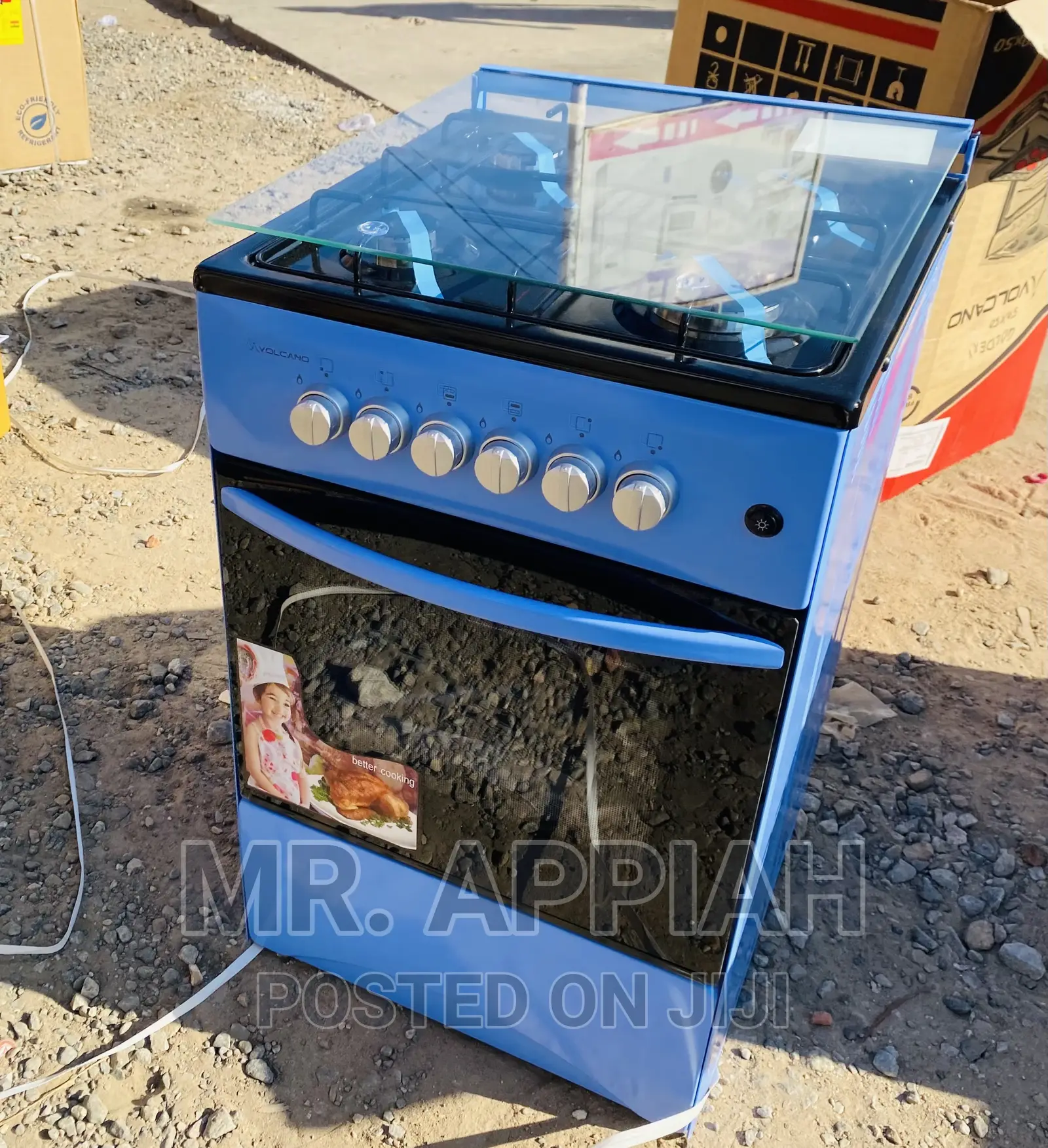 (Blue)Latest Volcano 50x50 4 Gas Cooker With Oven 