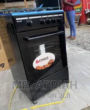 Sealed in Box  50x50 Chigo 4 Gas Burner With Oven(Black).