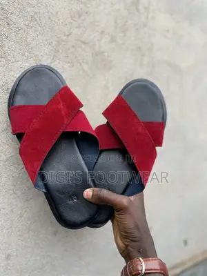 Red Suede Heavy Chunk Slipper