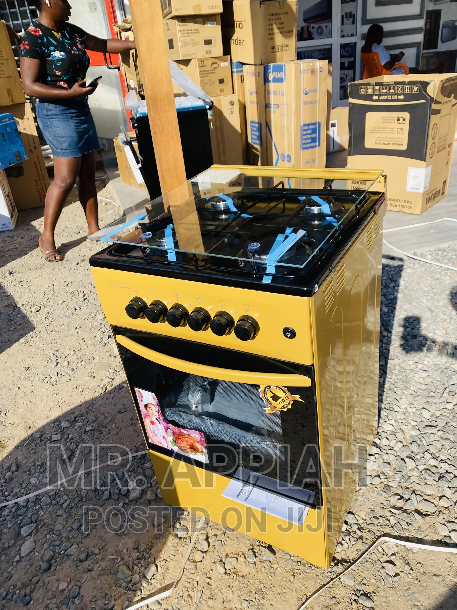 Fast and Affordable Volcano 4 Gas Burner(Yellow)50x50 