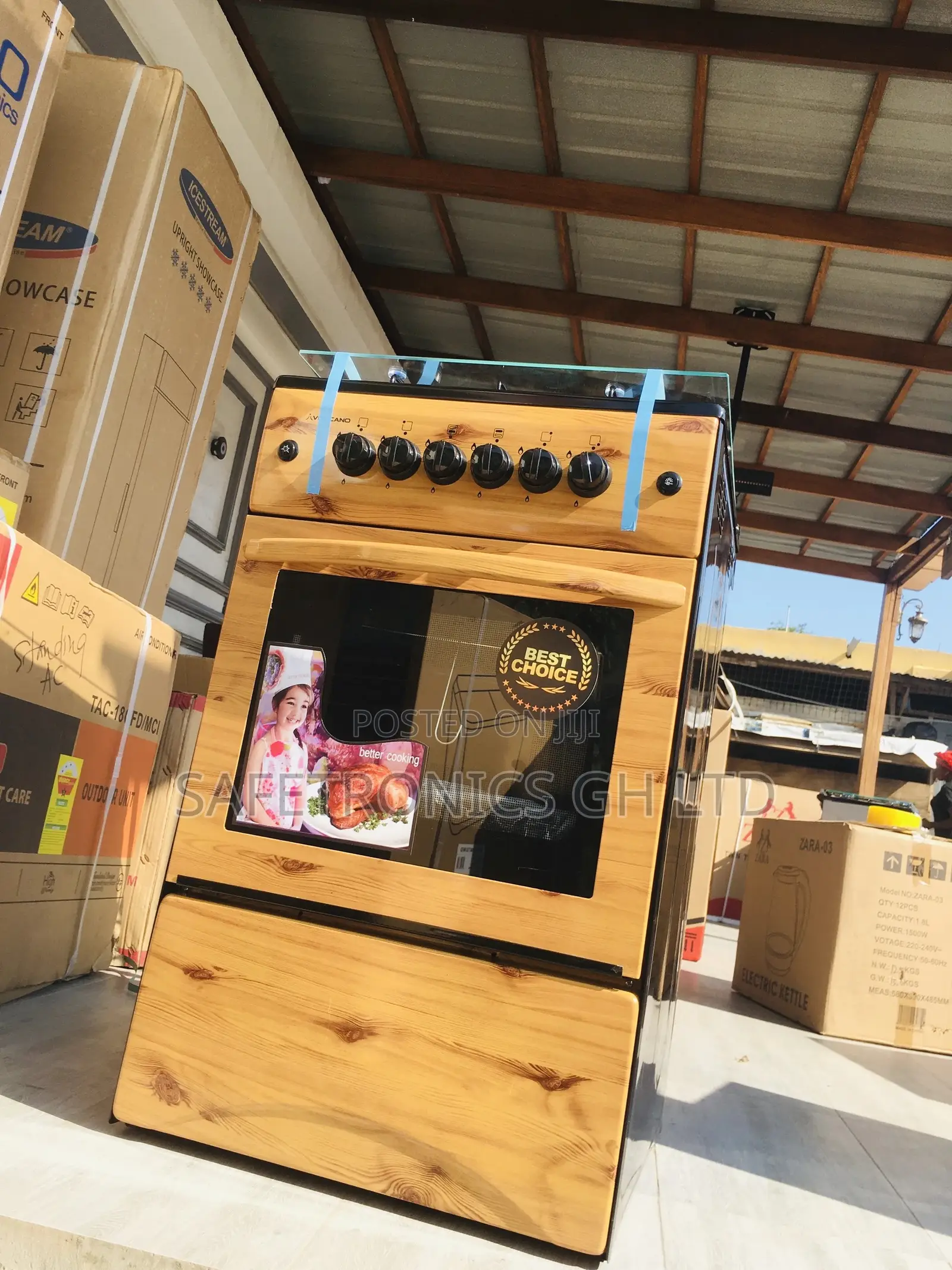 New Oven With Grill Light Wooden 4 Burner Cooker  Gas