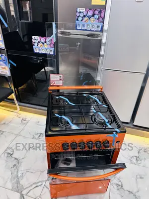 Orange 4burner Gas Cooker Oven 50/50 Grill With Black Knobs