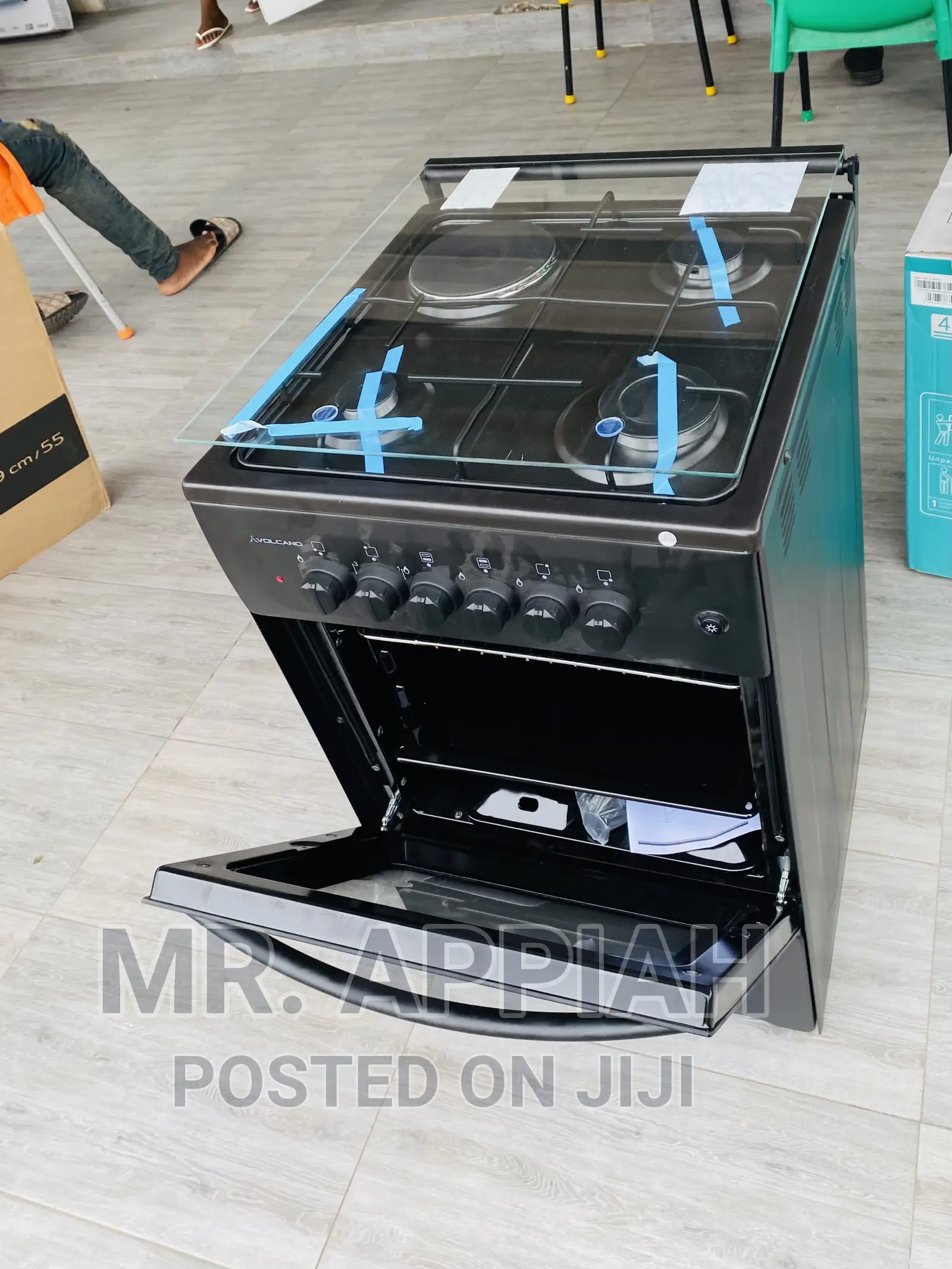 Quality Volcano 1 Electric + 3 Gas Burner(Black)50x50 