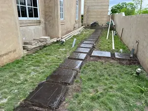 Black Stamped Concrete Walkway