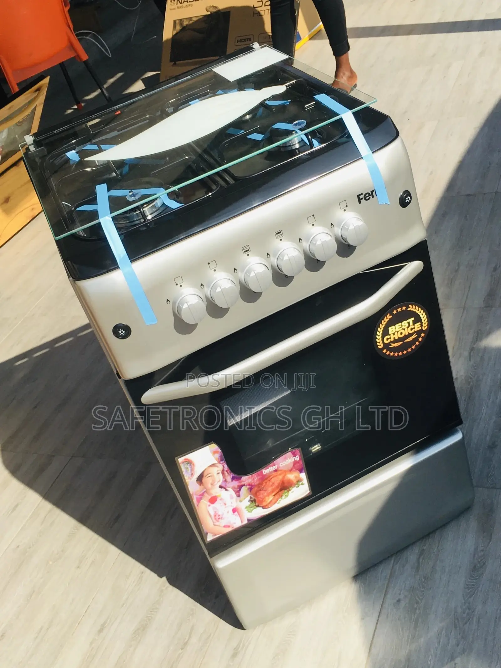 Gas Cooker Ferre 50x55 Sliver 4 Burner Oven With Grill 