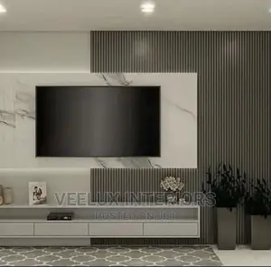 Darkgray-White Tv Console Room Design || Interior