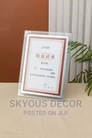 Crystal Wall Frame for Citation and Certificate