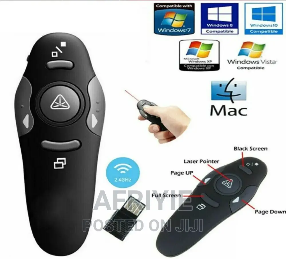 Wireless USB Presenter With Laser Pointer - Black