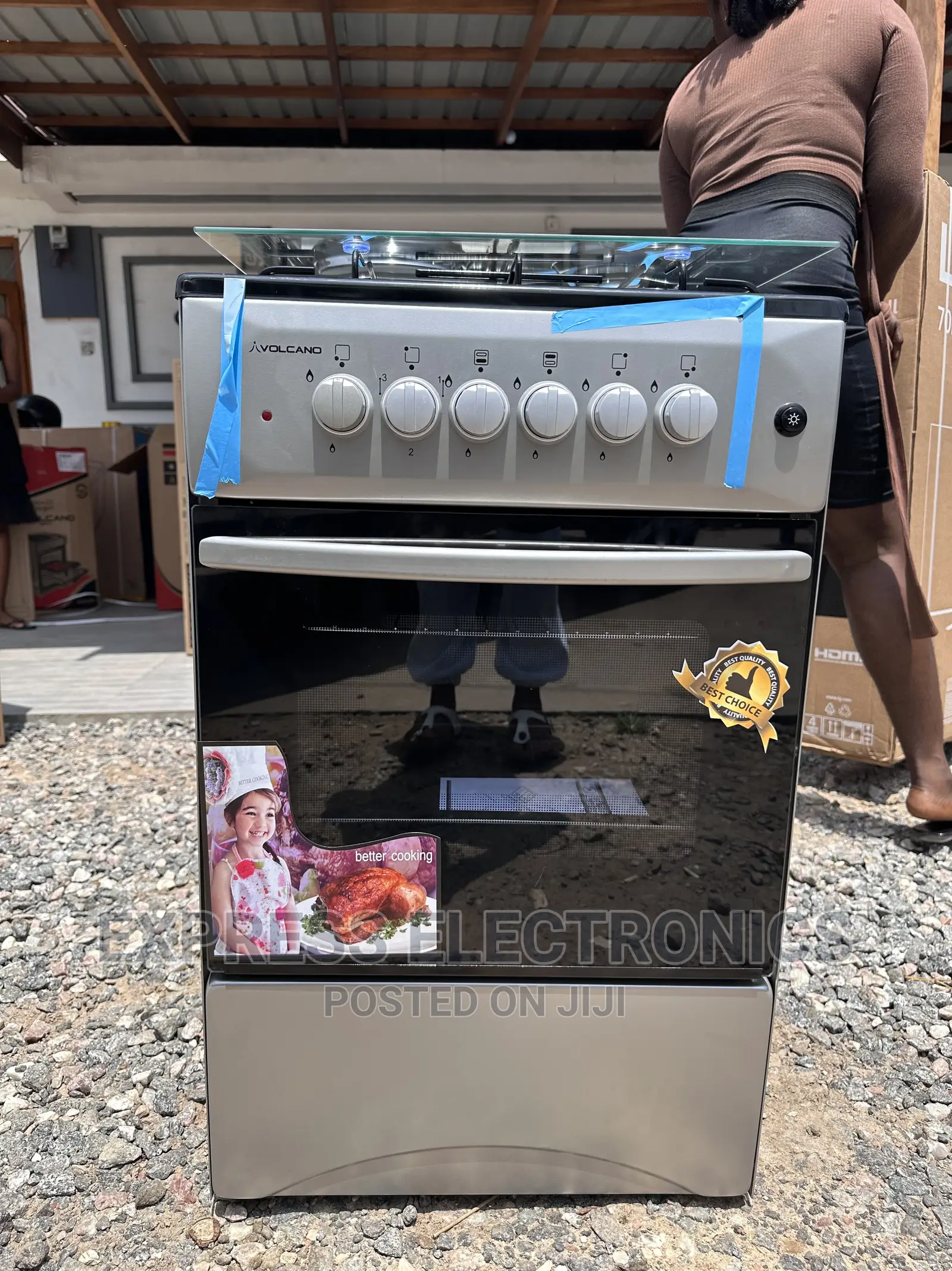 4 Gas Oven With Grill Volcano Burner Cooker Gray