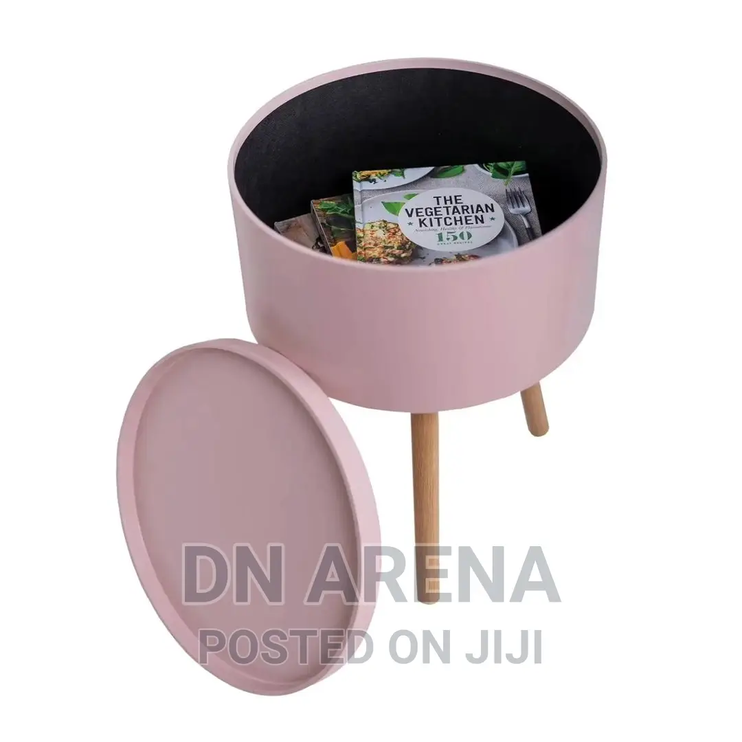 Living Elements Pink Storage Tray Table With Wooden Legs