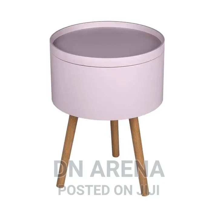 Living Elements Pink Storage Tray Table With Wooden Legs
