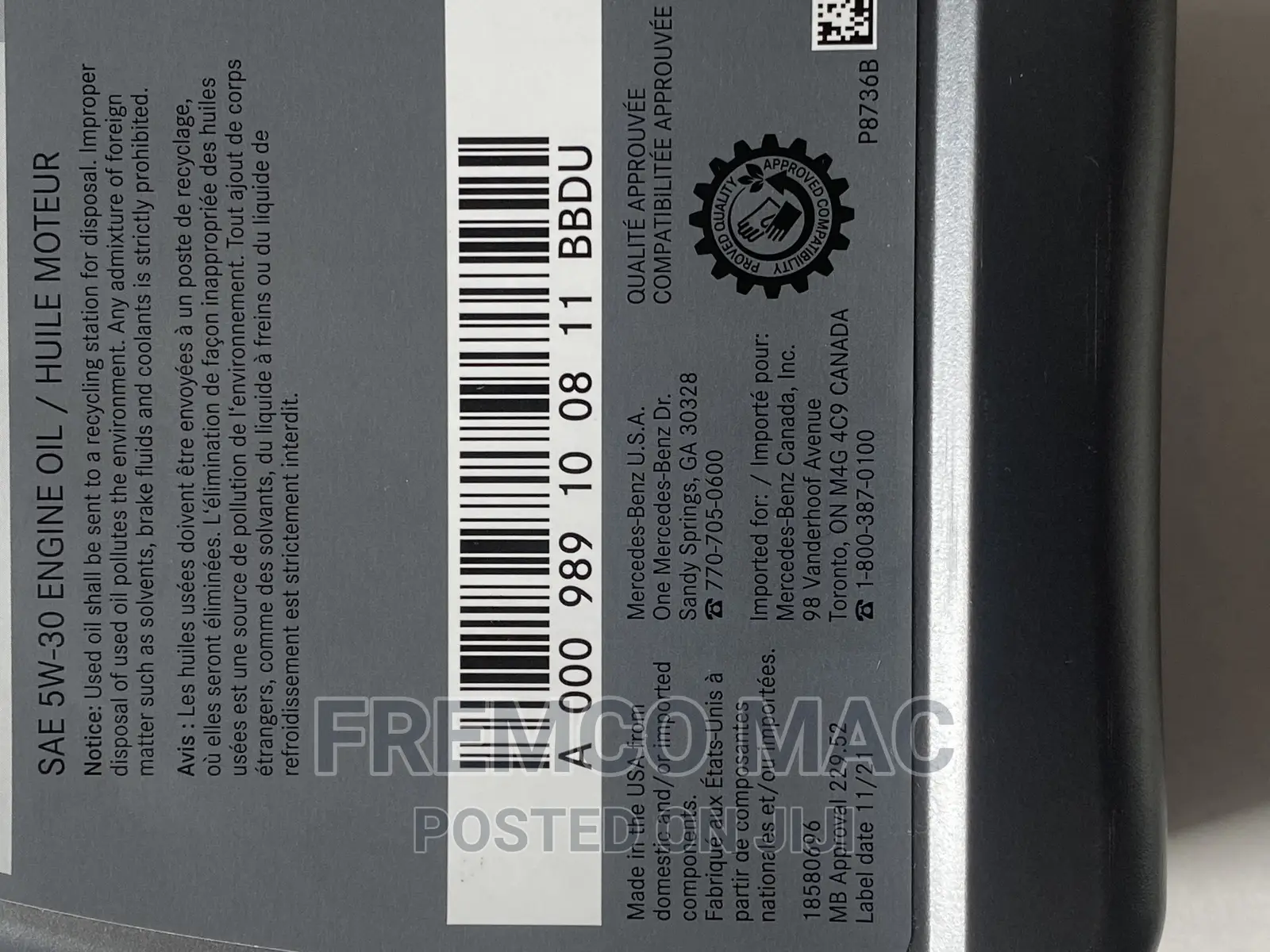 Genuine Mercedes-Benz Engine Oil (5w-30) 1L