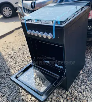 Elegant Black Volcano 50x50 4 Gas Burner With Oven Grill 