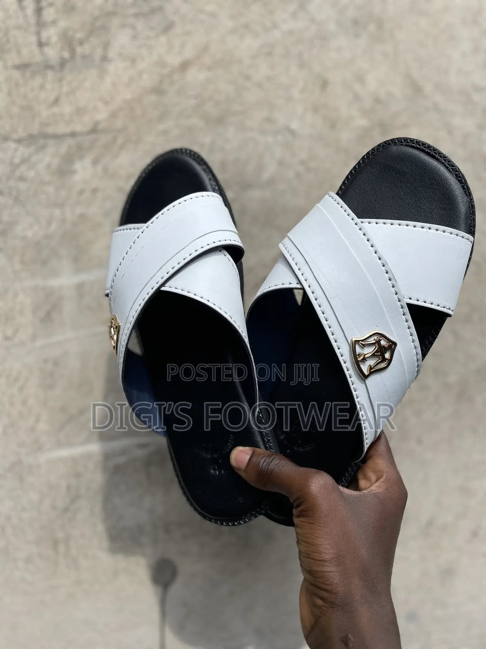 White Crossed Slippers With Crown