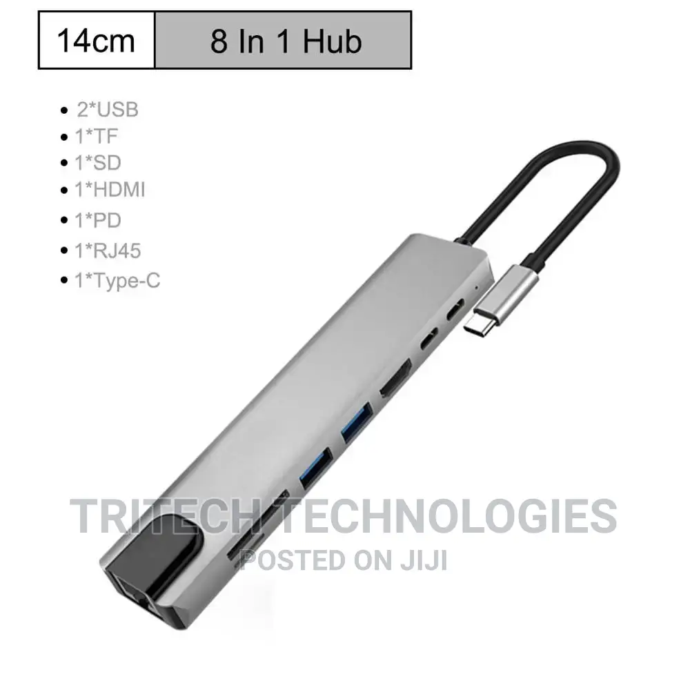 Type C 8 In 1 USB-C To HD RJ45 Gigabit Adapter USB 3.0 HUB