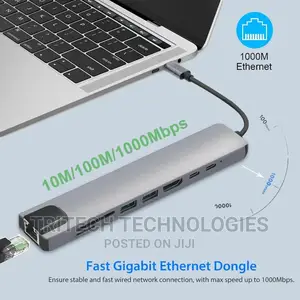 Type C 8 In 1 USB-C To HD RJ45 Gigabit Adapter USB 3.0 HUB