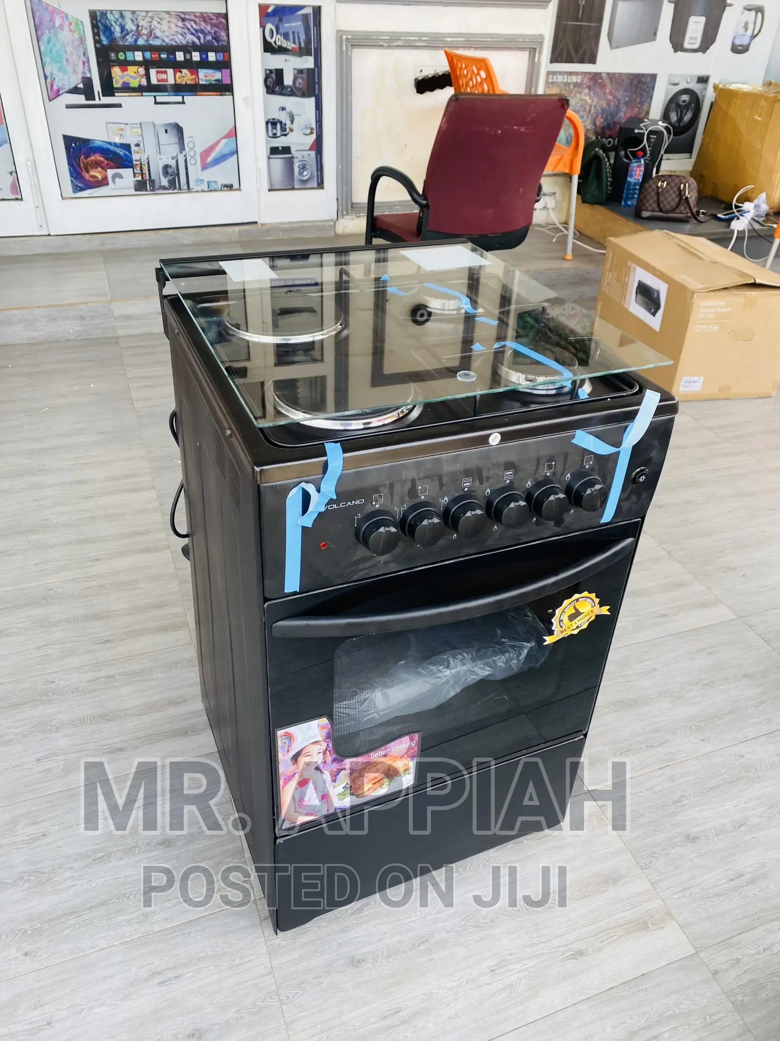 Quality Volcano 50x50 2 Gas Burner+ 2 Electric Cooker,Black
