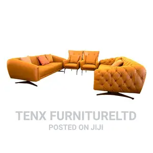 Sofa 8 Seater Leather and Metal Legs