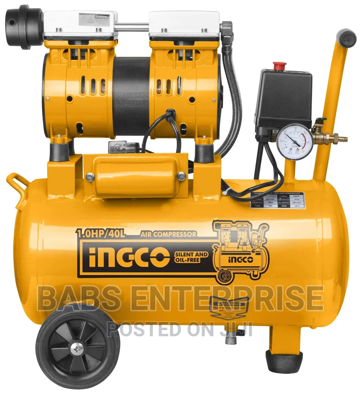 Ingco Silent and Oil Free Air Compressor 1.0HP 40L ACS175406