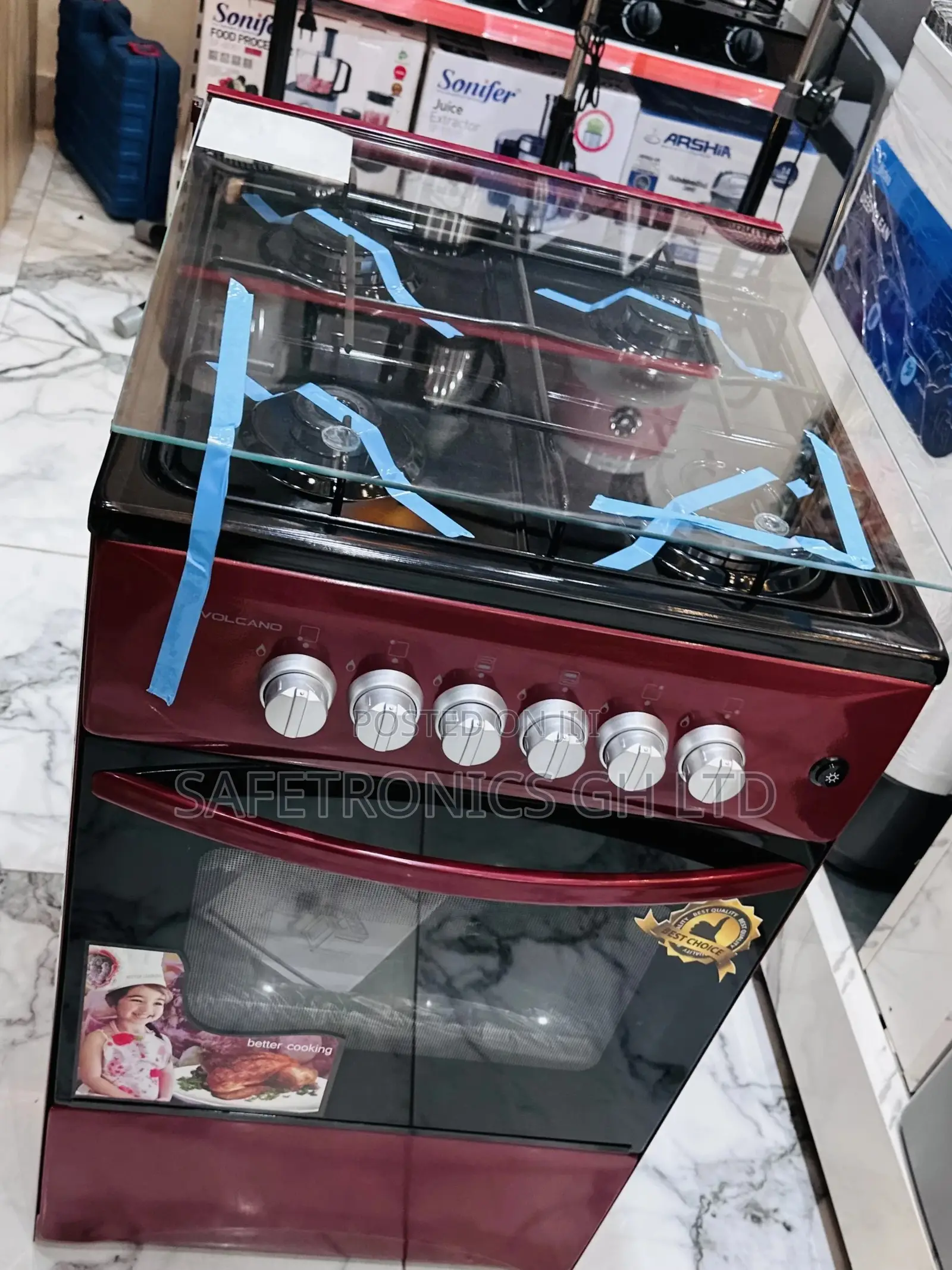 Volcano 4 Gas Oven With Grill 50x50 Red Burner Cooker