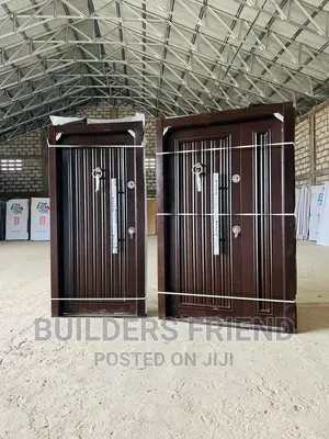 Brown Full Metal Heavy Single Security Door+Double Lock Set