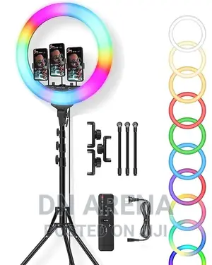 18" RGB Ring Light With Tripod Phone Holder Remote Control