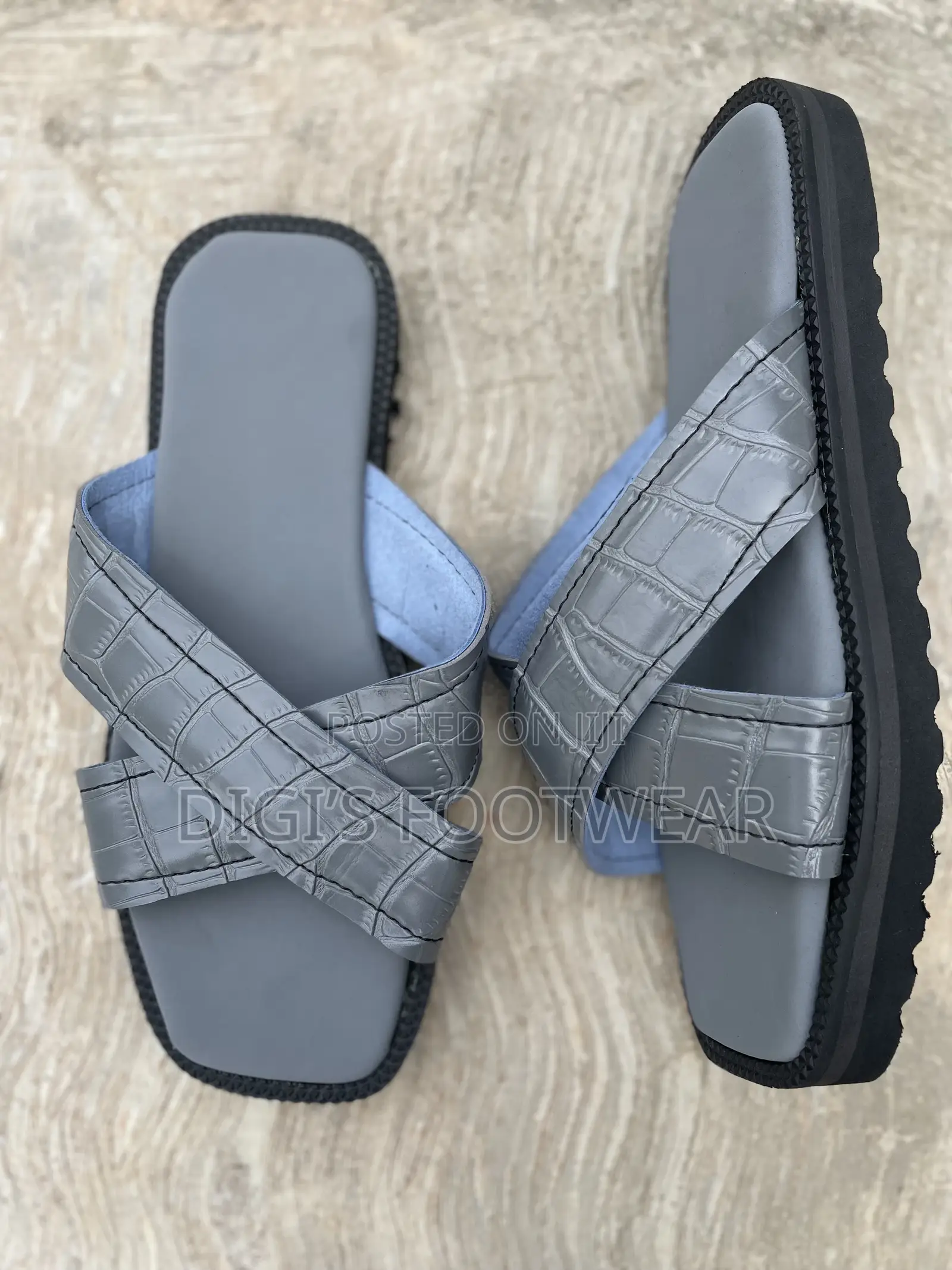 Ash Leather High Platform Chunk/ Slippers
