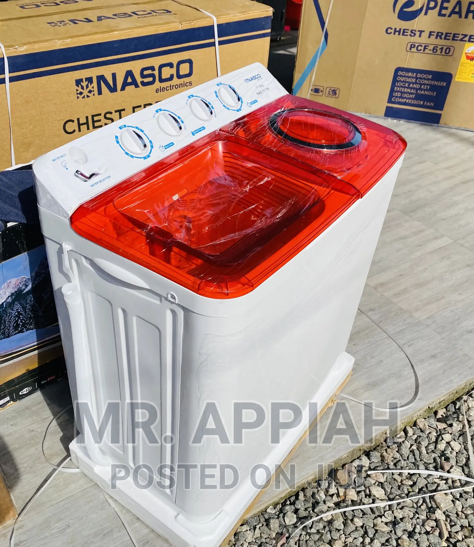 Spin/Dry Nasco Semi-Automatic Washing Machine(White/Red).