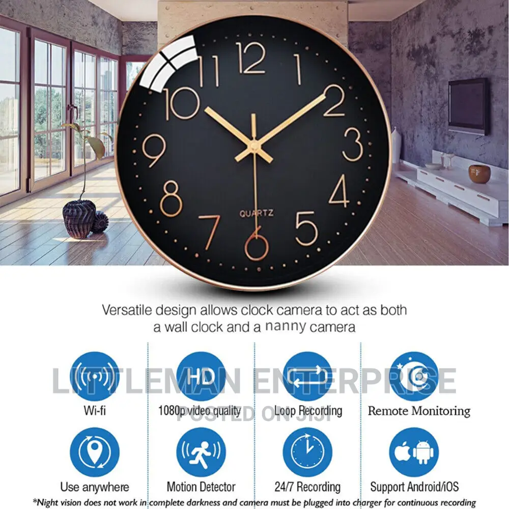Spy Hidden Wifi Camera Wall Clock 1080P