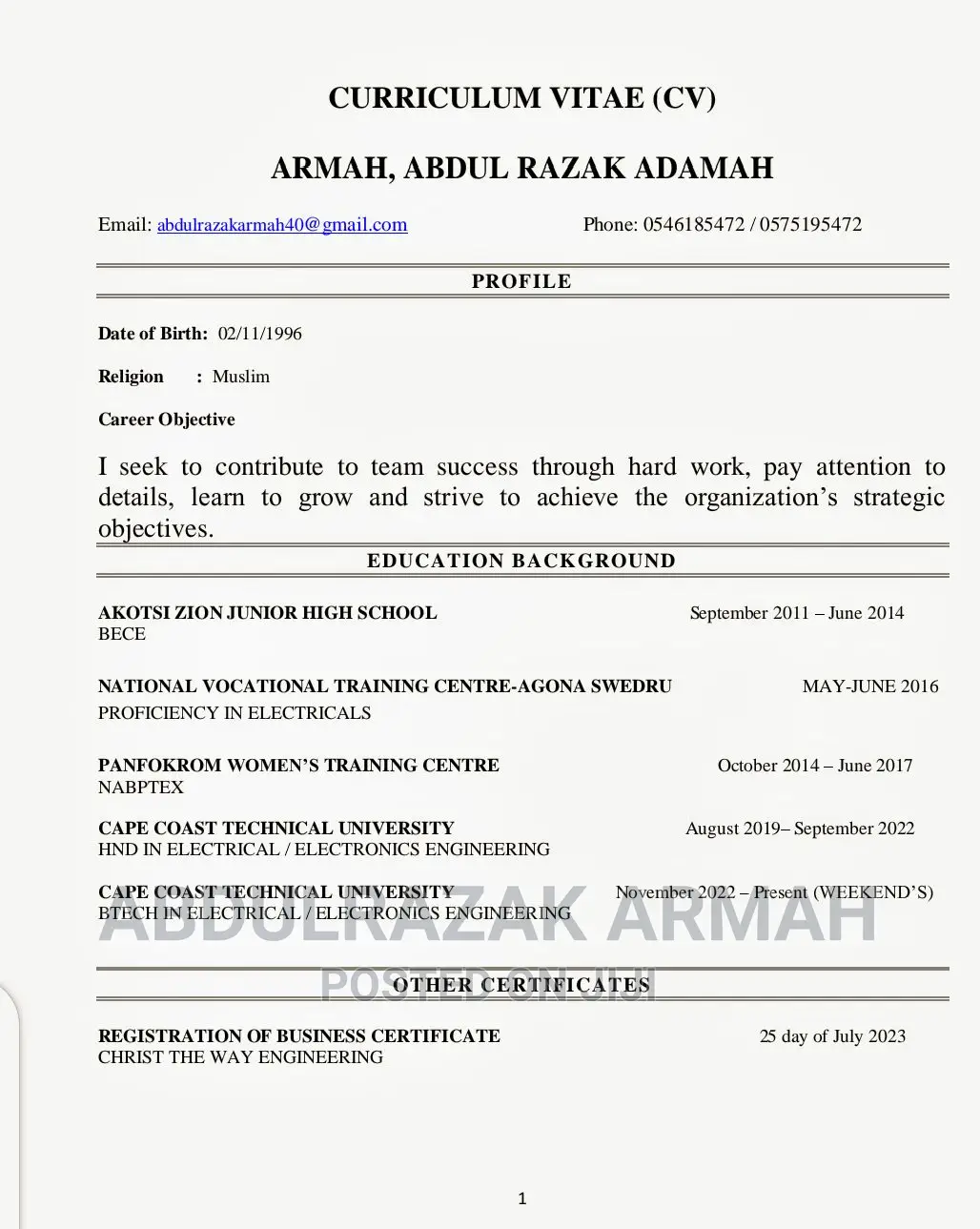 Mr. Razak Cv