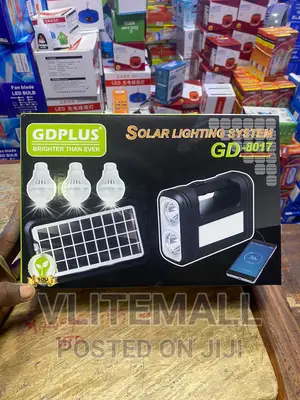 Solar Lighting System With Lamps, Fm Radio (Gd-8017)