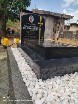 Two Steps Granite Tombstone Done at Atinpoku