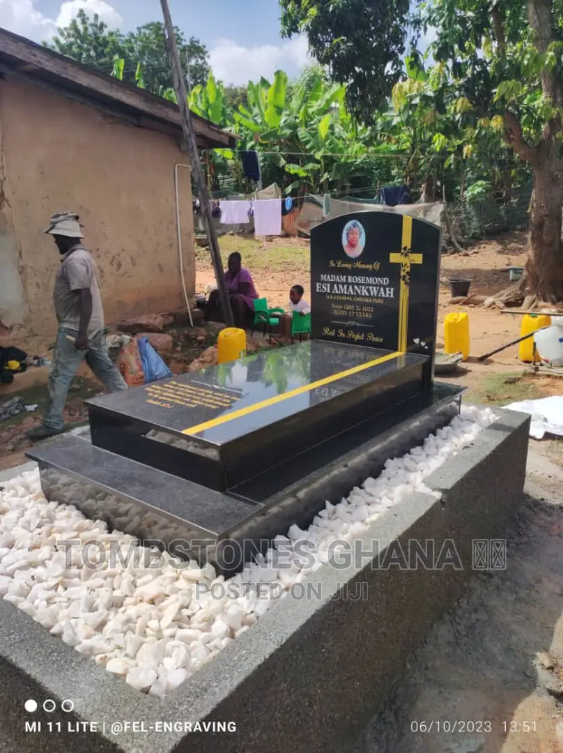 Two Steps Granite Tombstone Done at Atinpoku