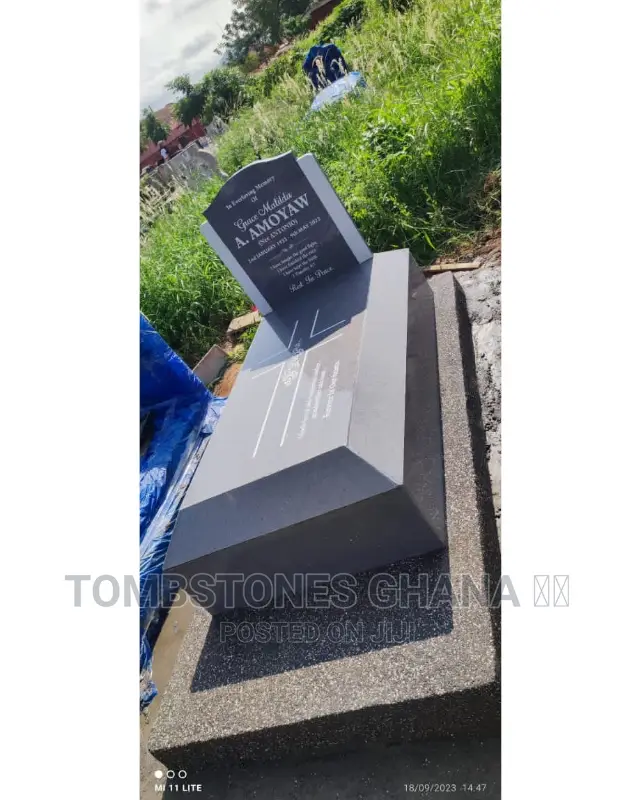 Gray Granite Tombstone Done At Abolobi Accra