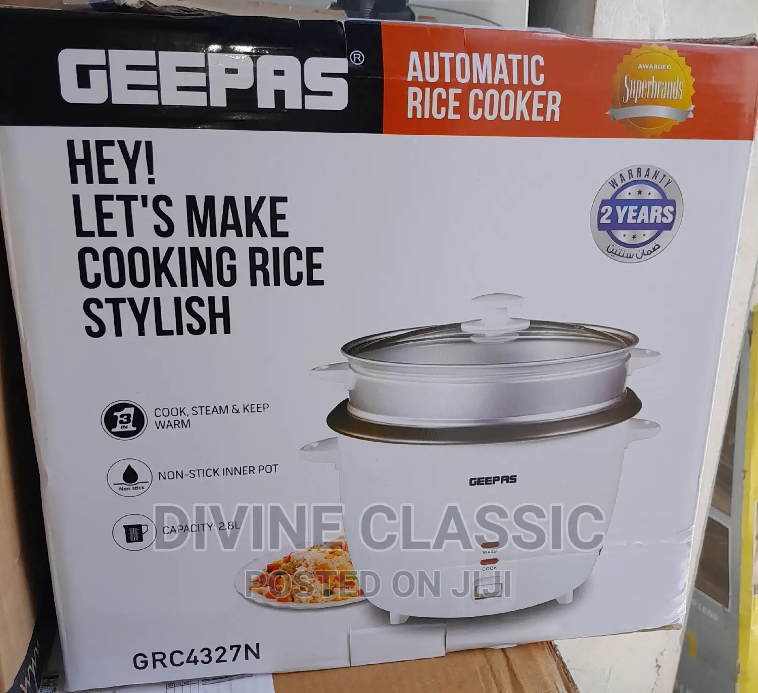 Geepas 2.8 Lit Rice Cooker With Steamer