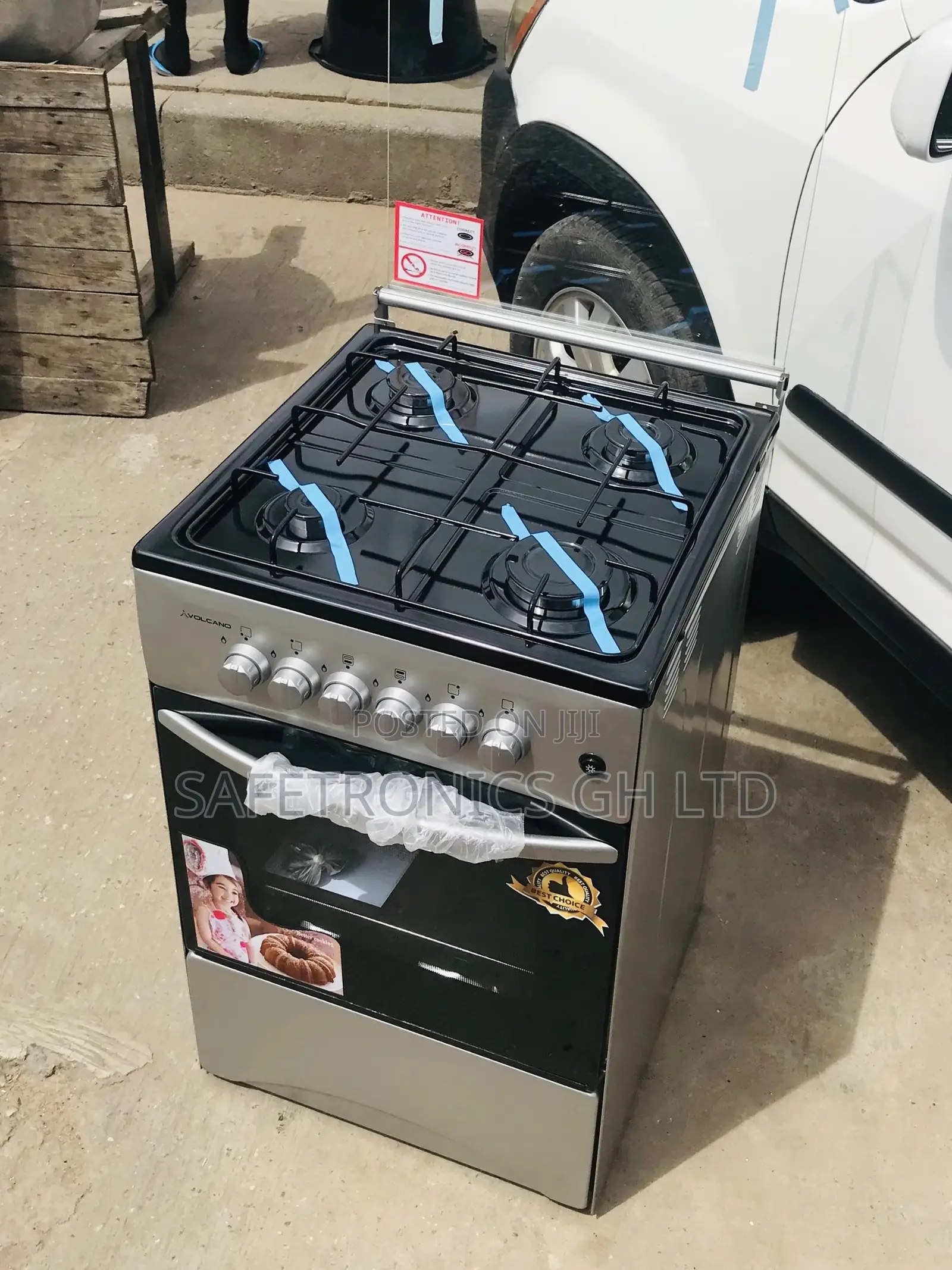 4 Gas Oven With Grill 50x50 Volcano Sliver Cooker Elegant