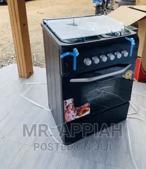 Elegant Black Ferre 60x60 4 Gas Burner With Oven Grill 
