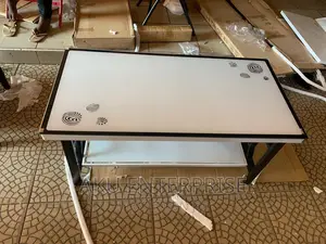 White Glass Center Table With Black Metal Legs