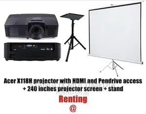 Projector Screen +Hdmi,Pendrive Projector for Renting Only