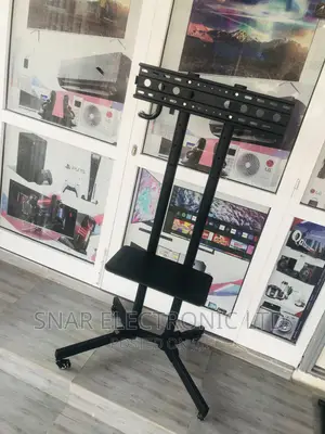 Efficient TV Cart Mobile TV Stand Wheeled Height Adjustable