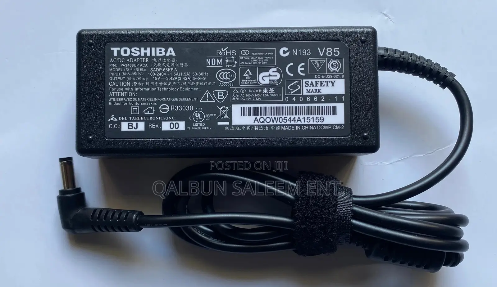 Original Toshiba Laptop Adapter 19V 3.42A 65W