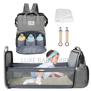 3 in 1 Diaper Bag Backpack With Changing Foldable Bassinet