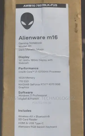 New Laptop Dell Alienware M16 R1 16GB Intel Core I7 SSD 1T