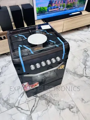 Freestanding Sleek Black Smart 4burner Gas Cooker Oven